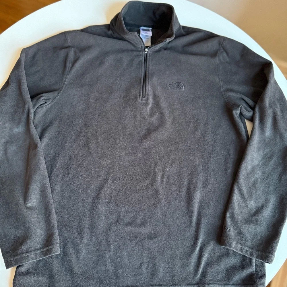 The North Face Fleece Sweater Pullover Men's Black Half-zip Stand collar Size M